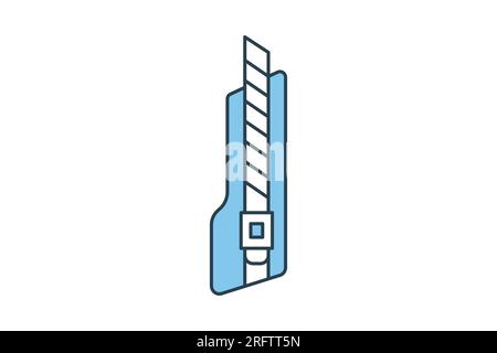 Symbol für Cutter-Messer. Symbol für Schreibwaren. Flacher Symbolstil. Einfache Vektorkonstruktion editierbar Stock Vektor