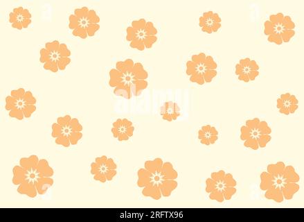 Blumenmotiv in orangefarbenen Farben aus den 60er und 70er Jahren. Vektordarstellung von Blumen Stock Vektor