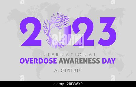 2023 Concept International Overdose Awareness Day Vektordesign Illustration. Medizinisches Präventionskonzept bei Überdosierung oder medizinischem Notfall Stock Vektor