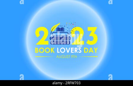 2023 Konzeptbuch-Liebhaber-Tag Vektordesign-Illustration. Buch Lernkonzept für Buch-Liebhaber, Alphabetisierungs- oder Bibliotheksstudium Stock Vektor