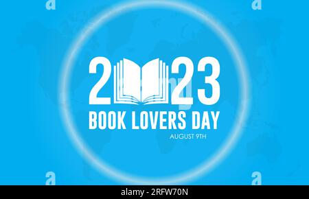 2023 Konzeptbuch-Liebhaber-Tag Vektordesign-Illustration. Buch Lernkonzept für Buch-Liebhaber, Alphabetisierungs- oder Bibliotheksstudium Stock Vektor
