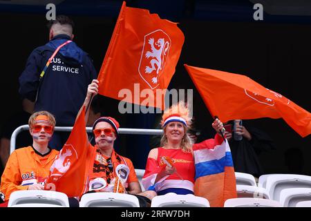 6. August 2023; Sydney Football Stadium, Sydney, NSW, Australien: FIFA Womens World Cup Runde 16 Fußball, Niederlande gegen Südafrika; Niederlande Fans Credit: Action Plus Sports Images/Alamy Live News Stockfoto