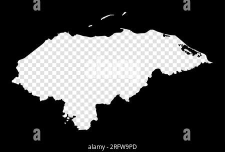Schablonenkarte von Honduras. Einfache und minimal transparente Karte von Honduras. Schwarzes Rechteck mit ländlicher Form. Wunderschöne Vektordarstellung. Stock Vektor