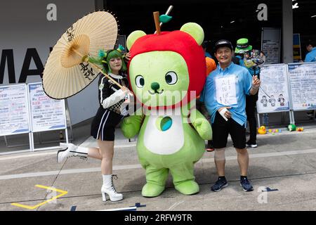 Suzuka, JAPAN, 6. August 2023. Teammaskottchen beim 44. Coca-Cola Suzuka 8hr Endurance Race 2023 in Suzuka, Japan. Kredit: Ivica Glavas/Speed Media/Alamy Live News Stockfoto