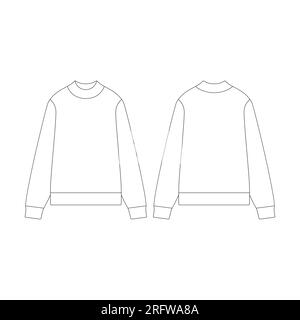 Vorlage Damen Pullover Vektor Illustration flaches Design Umriss Bekleidungskollektion Oberbekleidung Stock Vektor