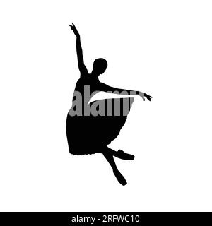 Ballerina Woman Silhouetten-Vektor-Illustration schwarz-weiß Stock Vektor