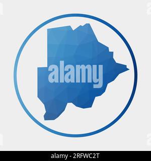 Botsuana-Symbol. Polygonale Landkarte im Gradientenring. Rundes, tiefes Poly-Botsuana-Schild. Vektordarstellung. Stock Vektor