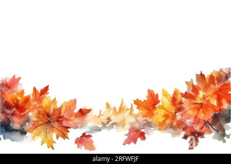 Vektordarstellung des Aquarellfarben-Sets für den Rahmen des Herbstthemas auf weißem Hintergrund isolieren Stock Vektor