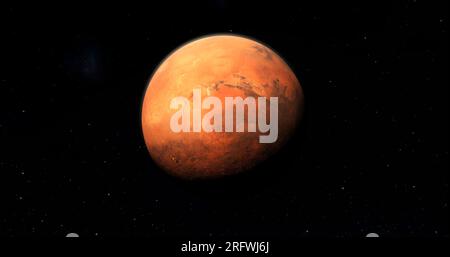 Roter Planet Mars im Weltraum. Stockfoto
