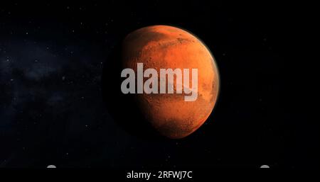 Roter Planet Mars im Weltraum. Stockfoto