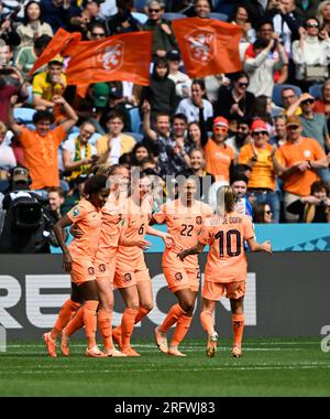 Sydney, Australien 6. August 2023, Niederlande feiern ihr Tor, als sie sich im Viertelfinale der FIFA Frauen-Weltmeisterschaft 2023 gegen Südafrika 2-0 im Sydney Football Stadium in Sydney, Australien (Kleber Osorio) behaupten: Kleber Osorio/Alamy Live News Stockfoto