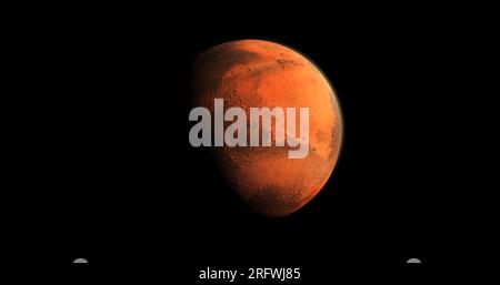Roter Planet Mars im Weltraum. Stockfoto