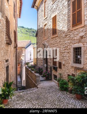 Malerischer Anblick in Sonnino, einem wunderschönen Dorf in der Provinz Latina, Latium, Zentralitalien. Stockfoto