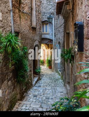 Malerischer Anblick in Sonnino, einem wunderschönen Dorf in der Provinz Latina, Latium, Zentralitalien. Stockfoto