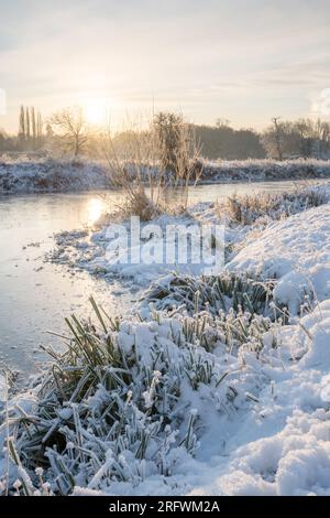 River Cam im Winter bei Grantchester Meadows Stockfoto