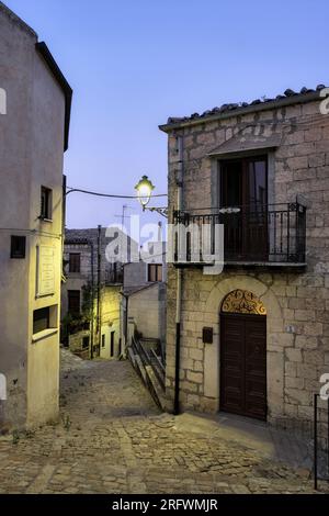 Altstadt von Petralia Soprana, Stadt des regionalen Naturparks Madonie, Sizilien, Italien Stockfoto