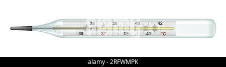 Quecksilberthermometer. Realistische Vektordarstellung Stock Vektor