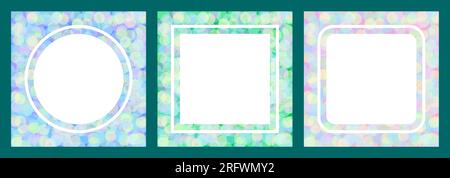 Gruppe von Grußkartenvorlagen. Farbenfrohes abstraktes, geschwungenes Element für Design, Punkte und Blasen. Vintage-Grafik Stock Vektor