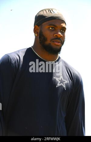 Dallas Cowboys Linebacker Micah Parsons (11) während des Trainings am Samstag, 5. August 2023 in Oxnard, Kalifornien (Aliyah Navarro/Image of Sport) Stockfoto