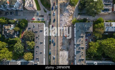 Wiederaufbauarbeiten an den Viadukten in der Hauptverkehrsstraße Lazienkowska in Saska Kepa, Warschau, Hauptstadt Polens Stockfoto