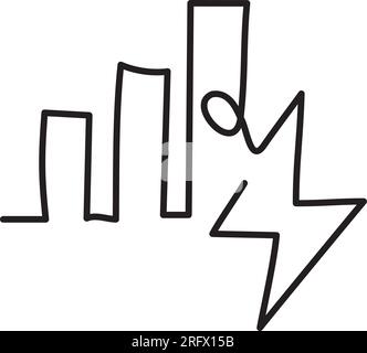 Symbol "Analyse", "Diagramm", "Verbrauch". Einfaches einzeiliges Vektorsymbol Stock Vektor