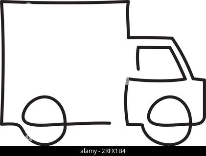 Symbol für Lkw mit einer Zeile. Einfaches einzeiliges Vektorsymbol Stock Vektor