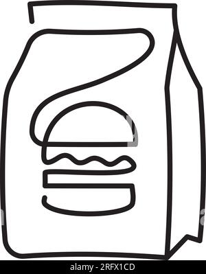 Fast Food One Line, Fast Food-Pochette. Einfaches einzeiliges Vektorsymbol Stock Vektor