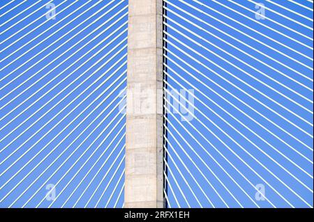 Wigg Island, Widnes - mit Blick auf den Fluss Mersey und die Mersey Gateway Bridge Stockfoto