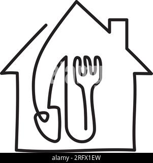 Hausmannskost eine Zeile, Hausmannskost eine Zeile Symbol. Einfaches einzeiliges Vektorsymbol Stock Vektor