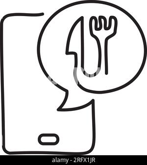 Onlien Food One Line Symbol, Smart Phone One Line, Food One Line Symbol. Einfaches einzeiliges Vektorsymbol Stock Vektor