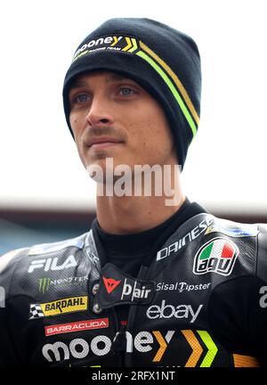 Mooney VR46 Racing's Luca Marini vor dem Monster Energy British Grand Prix 2023 in Silverstone, Towcester. Foto: Sonntag, 6. August 2023. Stockfoto