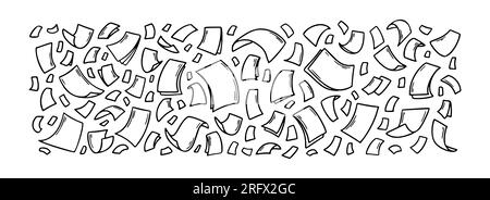 Fliegende Papierblätter im Kritzelstil. Handgezeichnete leere Dokumentseiten. Fallende Akten von Dokumenten. Darstellung des Geschäftsvektors im Büro Stock Vektor