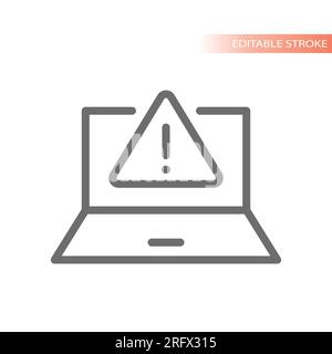 Laptop- und Ausrufezeichen-Symbol. Datenmissbrauch, Sicherheitsvorkehrungen. Stock Vektor