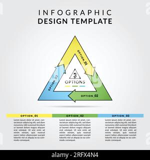 3 Optionen Infografik Vektordesign mit farbenfrohem Marketingkonzept. Vorlage für Business-Infografiken-Design. Vektor und Illustration. Stock Vektor