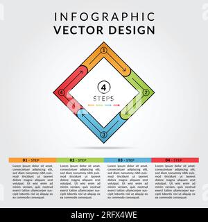 4 Schritte Info Grafikdesign-Vorlage. Moderne Infografik-Vorlage. 4 Schritte der Infografik können für geschäftliche Zwecke verwendet werden. Stock Vektor