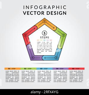 5 Schritte Info Grafikdesign-Vorlage. Moderne Infografik-Vorlage. 5 Schritte der Infografik können für geschäftliche Zwecke verwendet werden. Stock Vektor