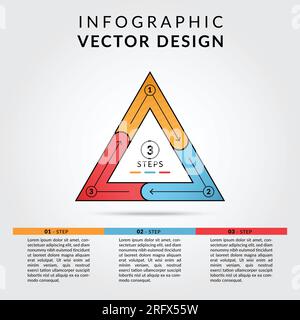 3 Schritte Info Grafikdesign-Vorlage. Moderne Infografik-Vorlage. 3 Schritte der Infografik können für geschäftliche Zwecke verwendet werden. Stock Vektor