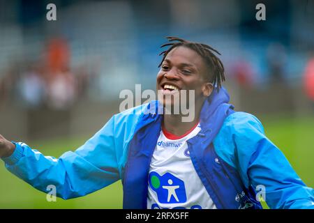 Drammen, Norwegen, 05. August 2023. Vålerenga zwielichtige Jatta feiert nach dem Spiel zwischen Strømsgodset und Vålerenga im Marienlyst-Stadion in Drammen. Kredit: Frode Arnesen/Alamy Live News Stockfoto