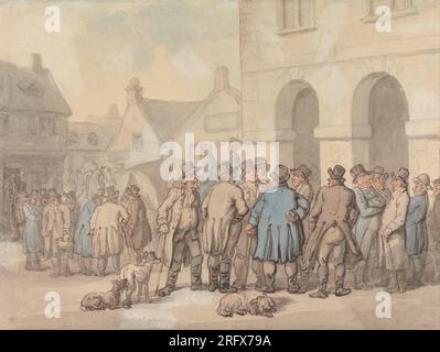 Der Marktplatz, Brackley, Northamptonshire, überflutet von Thomas Rowlandson Stockfoto