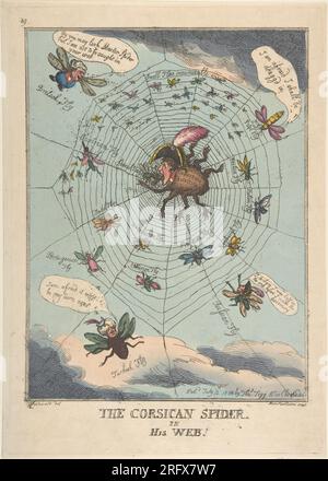 Die korsische Spinne in seinem Netz! 12. Juli 1808 von Thomas Rowlandson Stockfoto