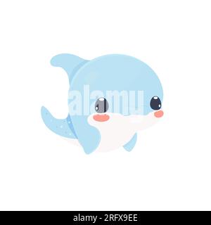 Vektordarstellung der Kawaii-Meeresdelfine. Meeresbewohner unter Wasser Stock Vektor