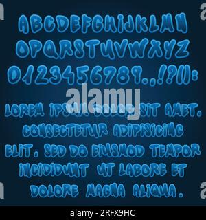 Blauer Schriftartsatz Vollständiges Alphabet Stock Vektor