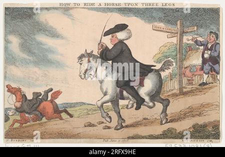 Wie man ein Pferd auf drei Beinen reitet 1808 von Thomas Rowlandson Stockfoto