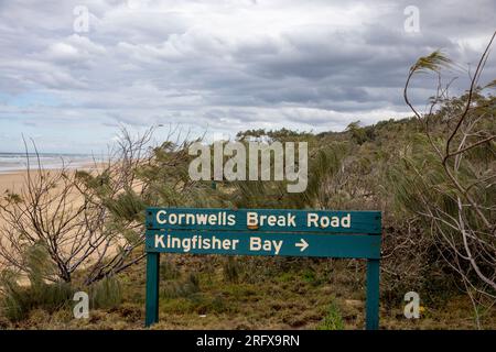 Fraser Island K'gari und Cornwells brechen Straße Zugang zum 75 Mile Beach, Queensland, Australien Stockfoto