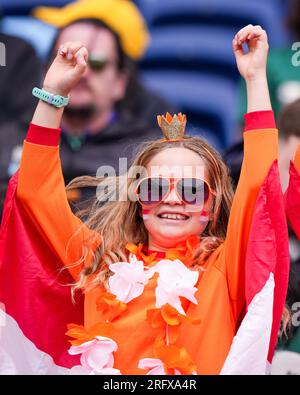 Sydney, Australien. 06. Aug. 2023. Sydney, Australien, August 6. 2023: Niederländischer Fan während des Fußballspiels der FIFA Womens World Cup 16 zwischen den Niederlanden und Südafrika im Sydney Football Stadium in Sydney, Australien. (Daniela Porcelli/SPP) Kredit: SPP Sport Press Photo. Alamy Live News Stockfoto