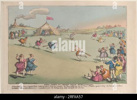 Rural Sports or a Cricket Match Außerordentlicher 10. Oktober 1811 von Thomas Rowlandson Stockfoto