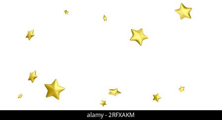 Fliegende goldene Sterne. 3D goldene Sterne. Partyhintergrund fällt Konfetti. Vektordarstellung Stock Vektor
