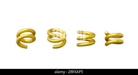 Realistische goldene 3D Spiralkonfetti. vektordarstellung isoliert auf weißem Hintergrund Stock Vektor