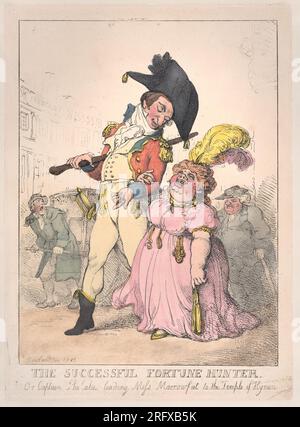 The Successful Fortune Hunter oder Captain Shelalee führt Miss Marrowfat zum Tempel der Hymen [1802], neu herausgegeben 1812 von Thomas Rowlandson Stockfoto