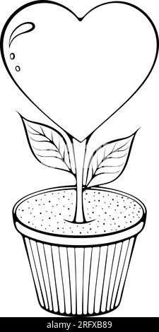 Groovy Blumentopf Pflanzenkern Stock Vektor